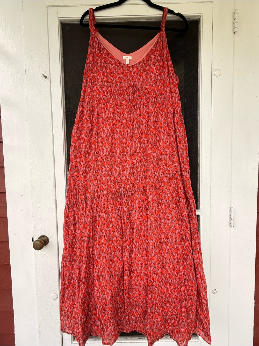 Joie Coral-Red Printed Spaghetti Strap Maxi Dress